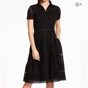 Old Navy Black Midi Eyelet Dress